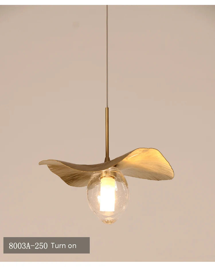 Pendant Light - Lotus Leaf Minimalist Hammered Brass Lamp SW-36210345 - SWEET-LIGHTS