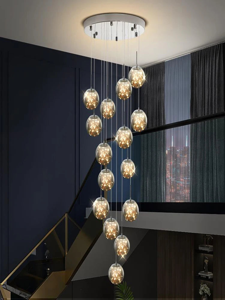 Pendant Light - Modern Led Chandelier Glass Ball Dimmable for Staircase Living Room SW-36210345 - SWEET-LIGHTS