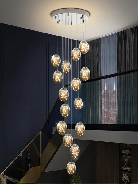 Pendant Light - Modern Led Chandelier Glass Ball Dimmable for Staircase Living Room SW-36210345 - SWEET-LIGHTS