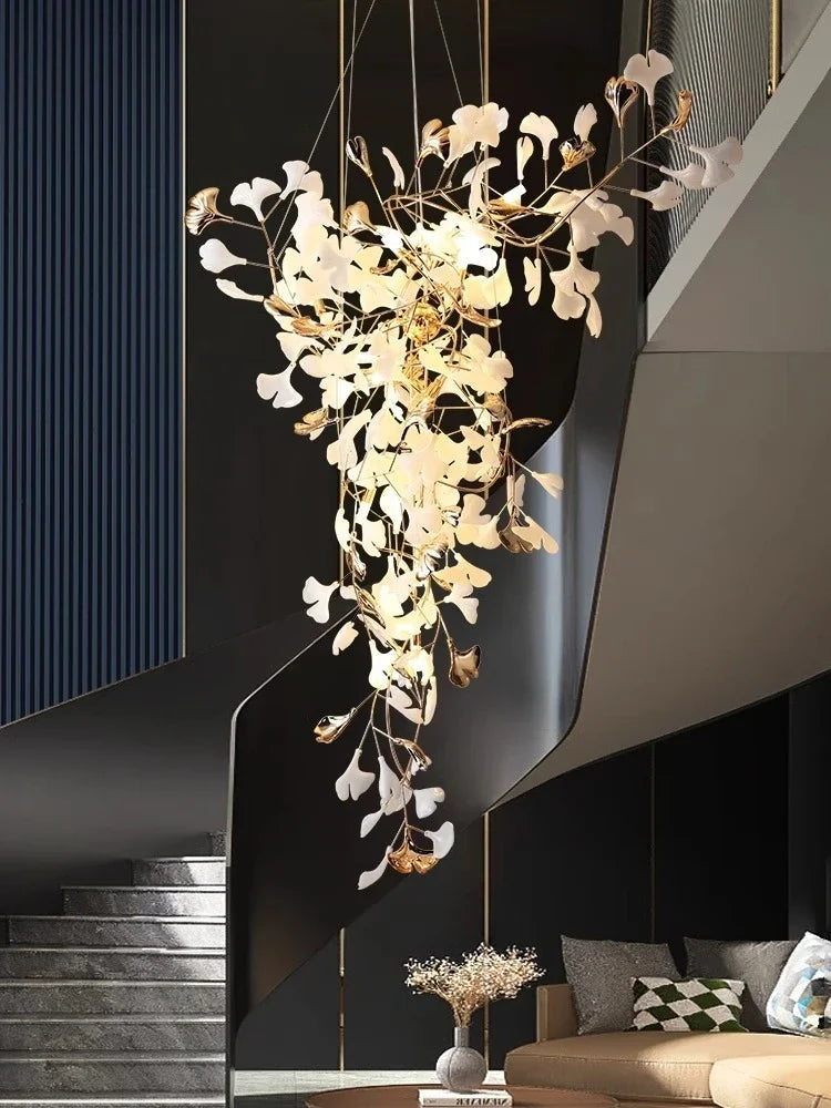 Chandelier - NEW Luxury Staircase Ginkgo Leaf Pendant Lighting SW-36210347 - SWEET-LIGHTS