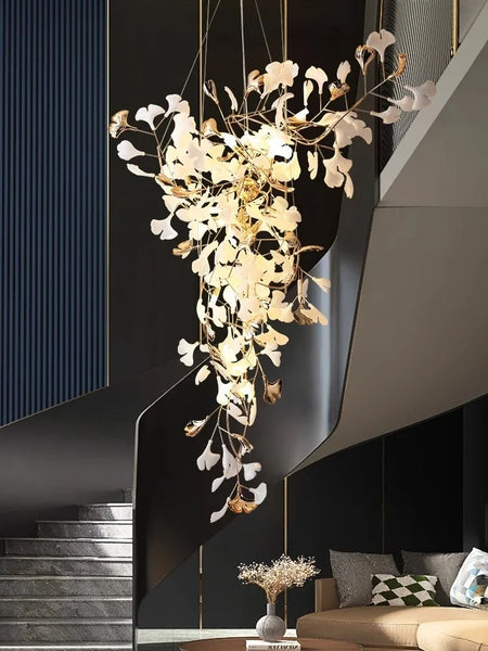 Chandelier - NEW Luxury Staircase Ginkgo Leaf Pendant Lighting SW-36210347 - SWEET-LIGHTS