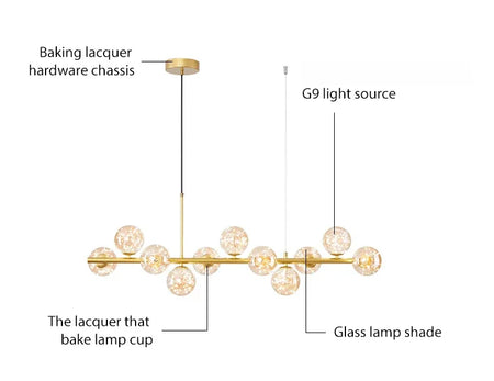 Pendant Light - Modern Long Dining Room Chandelier Glass Ball Lampshade Light Over The Table Kitchen Office Pendant Lamp Home Decor Luminaires SW-36210789 - SWEET-LIGHTS