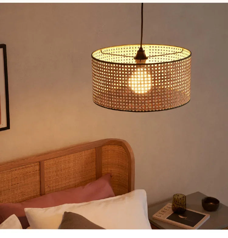 Lampshade - Rattan Hanging Lamp Shade Handwoven Drum Light SW-36210457 - SWEET-LIGHTS