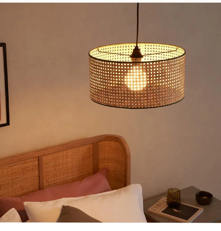 Lampshade - Rattan Hanging Lamp Shade Handwoven Drum Light SW-36210457 - SWEET-LIGHTS