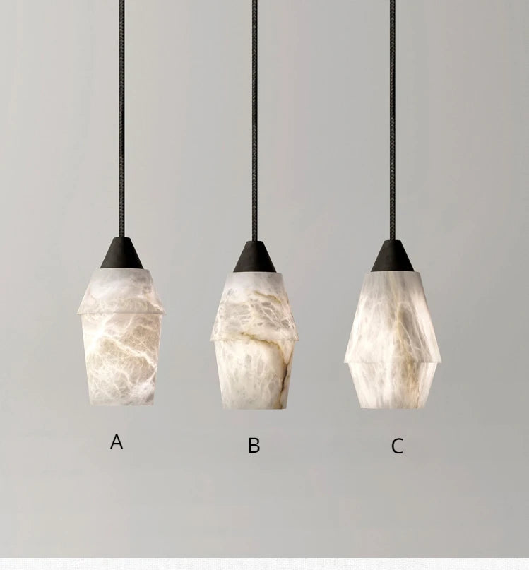 Pendant Light - Natural Marble Alabaster Copper Chandelier SW-36210349 - SWEET-LIGHTS