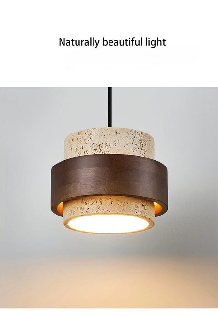 Pendant Light - Led Pendant Lamp Bedroom Chandelier Small Stone Wood Walnut Hanging Fixture SW-36210345 - SWEET-LIGHTS