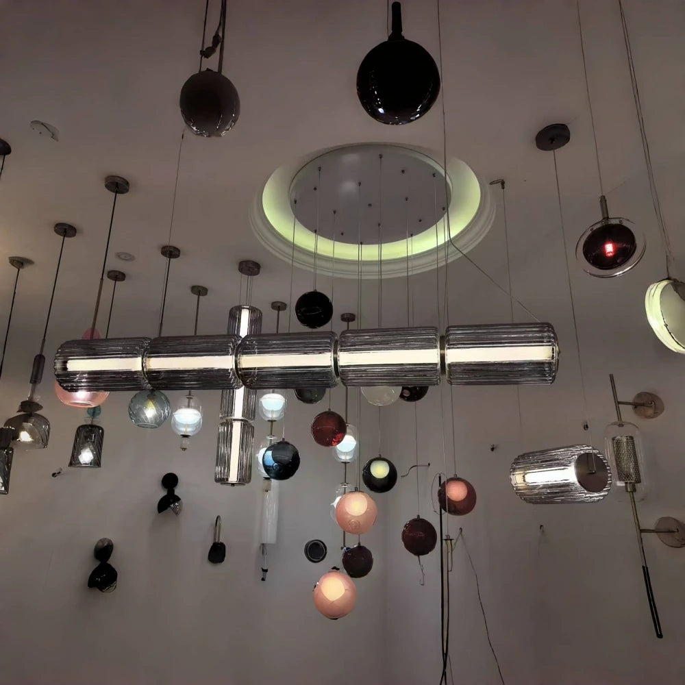 Pendant Light - Restaurant Long Stripe Smoke Gray Glass LED Lamp SW-36210456 - SWEET-LIGHTS