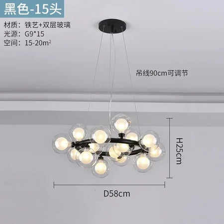 Pendant Light - Nordic LED Glass Ball Chandelier Gold Black Home Decor Lamp SW-36210234 - SWEET-LIGHTS