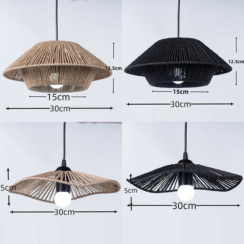 Lampshade - 30cm Paper Rope Hand Knit Vintage Light Cover SW-36210457 - SWEET-LIGHTS