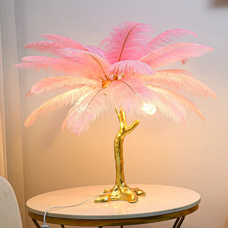 Table Lamp - Feather Table Lamp Bedroom Nordic Living Room Resin Ostrich Feather SW-36210345 - SWEET-LIGHTS