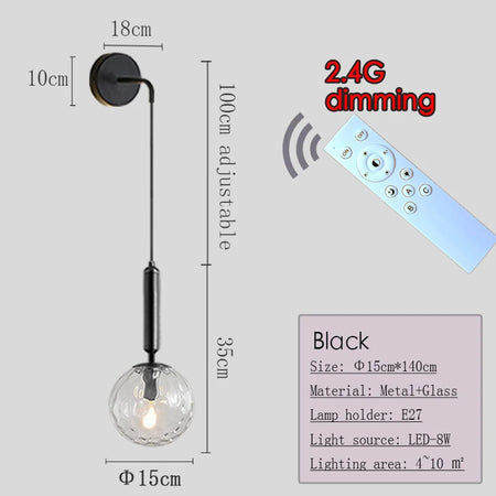 Wall Light - Nordic 2.4G Remote Control Dimming Black/Gold Lamp SW-36210345 - SWEET-LIGHTS