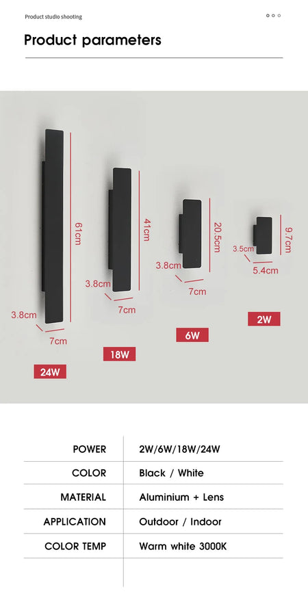 Outdoor Light - Waterproof Aluminum Wall Lamp 18W LED Black SW-36210578 - SWEET-LIGHTS