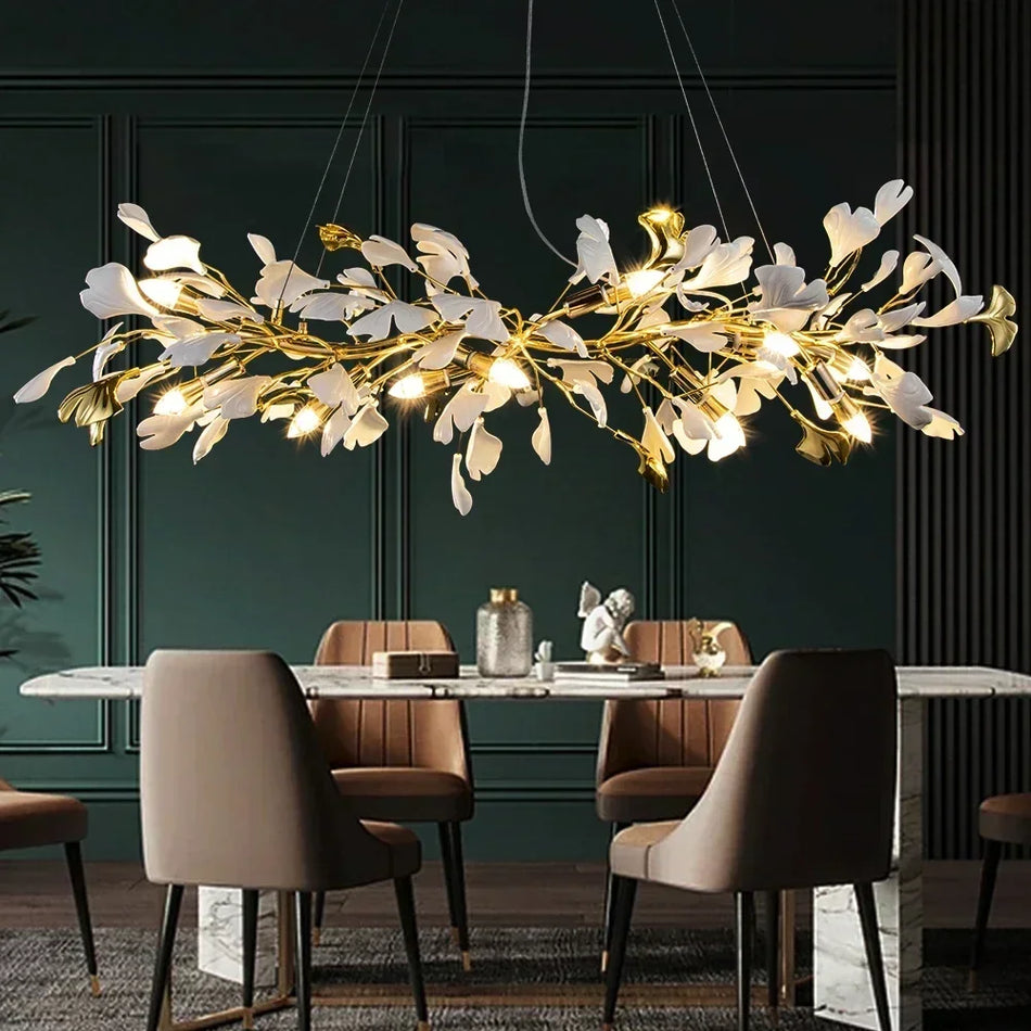 Chandelier - Artpad Modern Ginkgo Leaf Pendant for Dining Room SW-36210789 - SWEET-LIGHTS