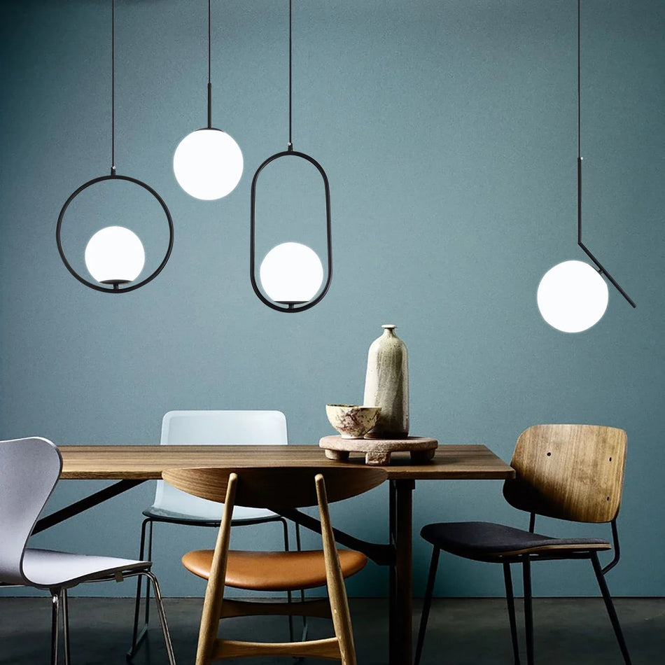 Pendant Light - Modern Glass Ball LED Hanging Lamp Brass Black Chrome SW-36210347 - SWEET-LIGHTS