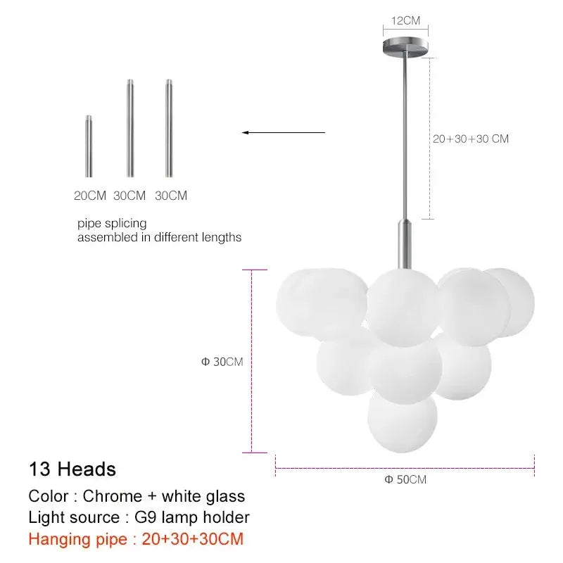 Pendant Light - Nordic Minimalist Glass Ball LED Chandelier for Home Decor SW-36210457 - SWEET-LIGHTS