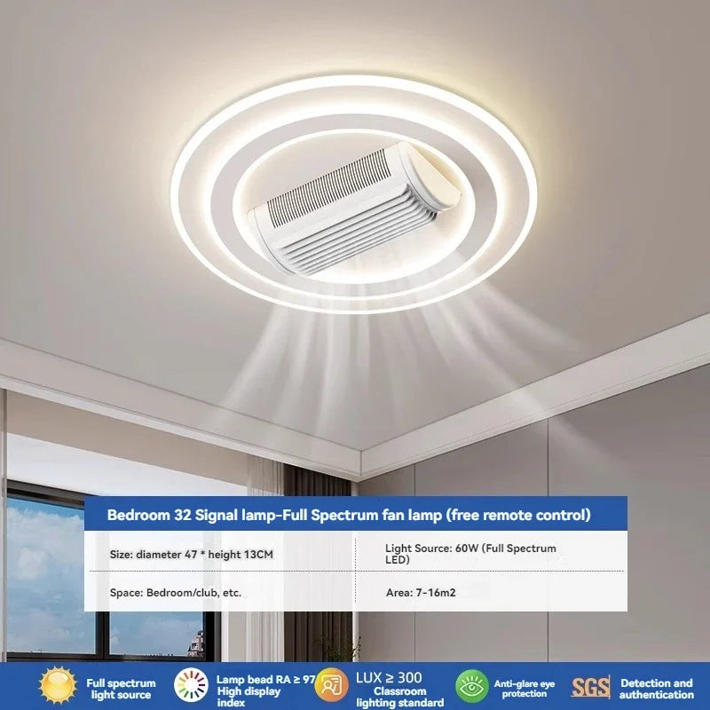 Fans - LED Invisible Bladeless Ceiling Fan Chandelier for Smart Home SW-36210347 - SWEET-LIGHTS
