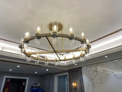 Pendant Light - Retro American Chrome Black Gold LED Chandelier Lighting Fixtures For Foyer SW-36210458 - SWEET-LIGHTS