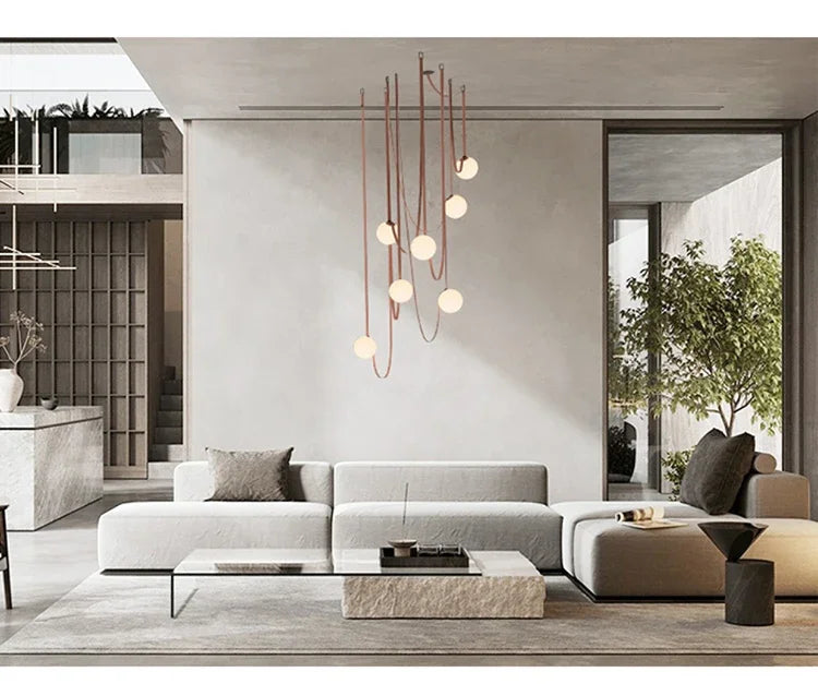 Pendant Light - Nordic Leather Chandelier LED Lamps for Duplex SW-36210345 - SWEET-LIGHTS