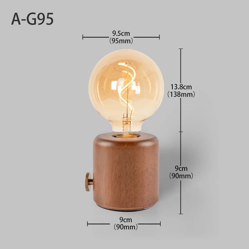 Table Lamp - Vintage Wood E27 Night Light EU Plug Retro Design SW-36210987 - SWEET-LIGHTS