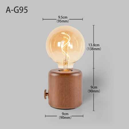 Table Lamp - Vintage Wood E27 Night Light EU Plug Retro Design SW-36210987 - SWEET-LIGHTS