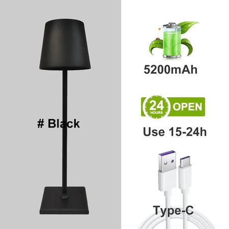 Table Lamp - 5200mAh USB Aluminum Alloy LED Rechargeable for Bar Living Room Reading Wireless SW-36210567 - SWEET-LIGHTS