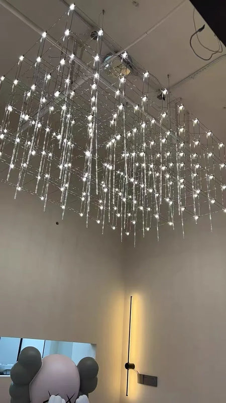 Chandelier - Chrome Square LED Pendant Lamp Stainless Steel For Hall Foyer Restaurant Adjustable Cord SW-36210487 - SWEET-LIGHTS