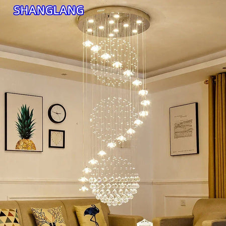 Chandelier - Modern Long Staircase Crystal Pendant Light SW-36210123 - SWEET-LIGHTS