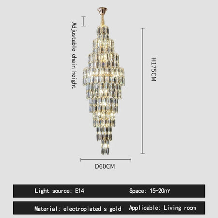 Chandelier - Duplex Building Villa Living Room Crystal Lamp SW-36210457 - SWEET-LIGHTS