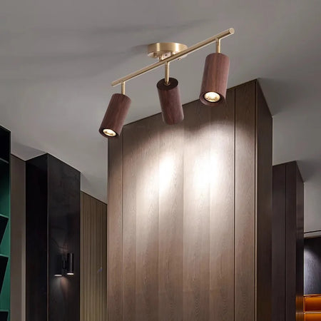 Spotlight - Walnut Wood Brass Spotlight Ceiling Light Fixture for Living Room, Dining Room, Kitchen Island, Corridor, Bedroom SW-36210436 - SWEET-LIGHTS