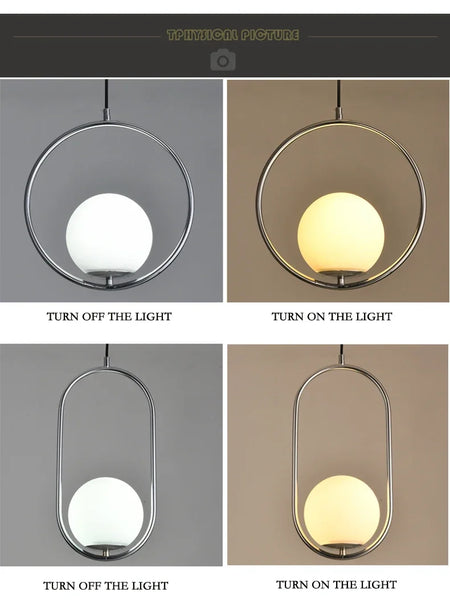 Pendant Light - Modern Glass Ball LED Hanging Lamp Brass Black Chrome SW-36210347 - SWEET-LIGHTS