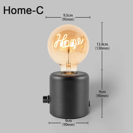 Table Lamp - Vintage Wood E27 Night Light EU Plug Retro Design SW-36210987 - SWEET-LIGHTS