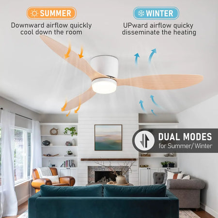 Fans - Modern Led Ceiling Fan 42 52 Inch DC Motor 6 Speeds Remote SW-36210034 - SWEET-LIGHTS