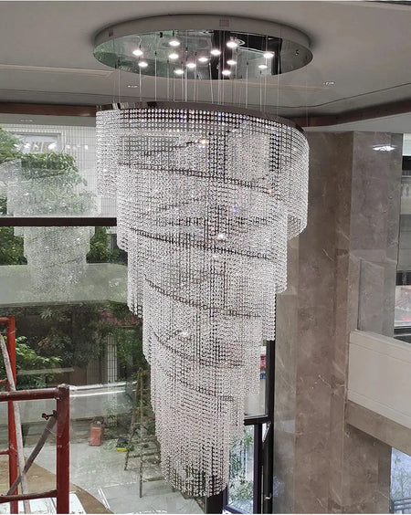 Chandelier - Large Spiral Design Crystal Chandelier For Staircase Hallway Lobby Modern LED Cristal Lamp Luxury Home Decor SW-36210345 - SWEET-LIGHTS