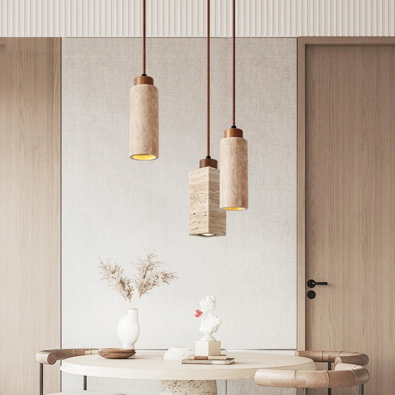 Pendant Light - Yellow Marble Droplight Dining Table Japan Wabi-Sabi Pendant Light SW-36210458 - SWEET-LIGHTS