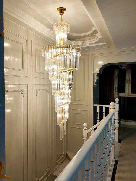 Chandelier - Long Crystal Staircase Gold Modern Lamp Luxury Villa Home Decor SW-36210458 - SWEET-LIGHTS