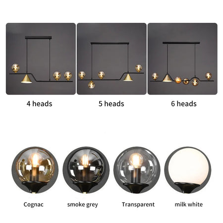 Pendant Light - Nordic Black LED Chandelier E14 Glass Ball SW-36210374 - SWEET-LIGHTS