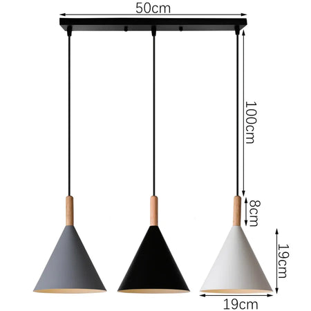 Pendant Light - Modern 3 Heads Wood Aluminum Chandelier Black SW-36210478 - SWEET-LIGHTS