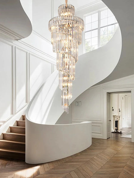 Chandelier - Long Crystal Staircase Gold Modern Lamp Luxury Villa Home Decor SW-36210458 - SWEET-LIGHTS