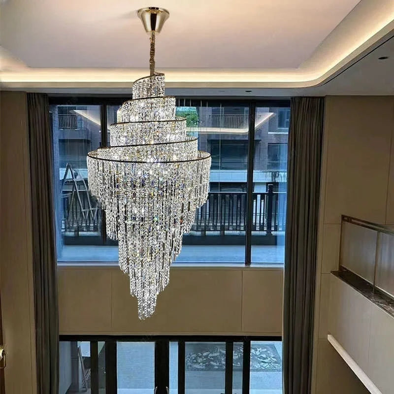 Chandelier - Villa Hollow Duplex Crystal Pendant Light Luxury SW-36210457 - SWEET-LIGHTS
