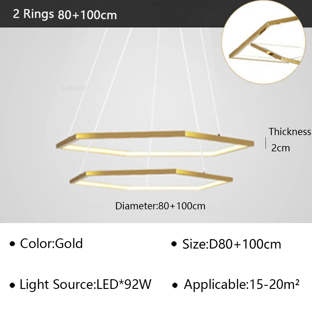 Pendant Light - Modern Luxury Gold Hexagon LED Chandelier SW-36210578 - SWEET-LIGHTS
