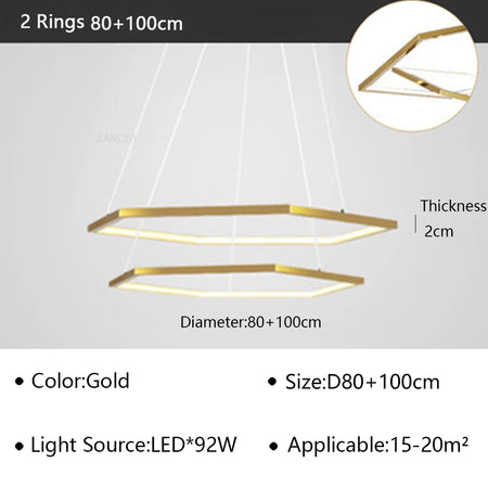 Pendant Light - Modern Luxury Gold Hexagon LED Chandelier SW-36210578 - SWEET-LIGHTS