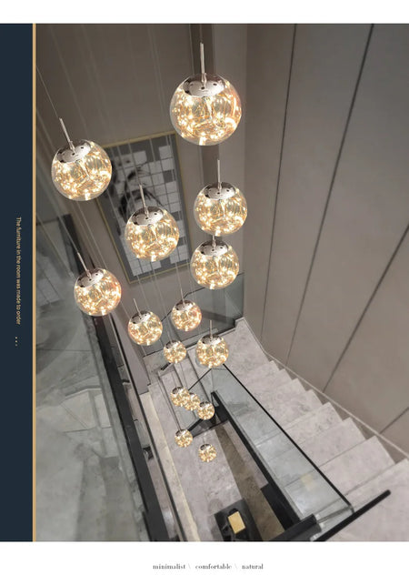 Pendant Light - Modern Led Chandelier Glass Ball Dimmable for Staircase Living Room SW-36210345 - SWEET-LIGHTS