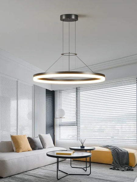 Pendant Light - Modern Minimalist Led Pendant Lamp For Living Room Bedroom Dining Kitchen Black Ring Chandelier SW-36210347 - SWEET-LIGHTS