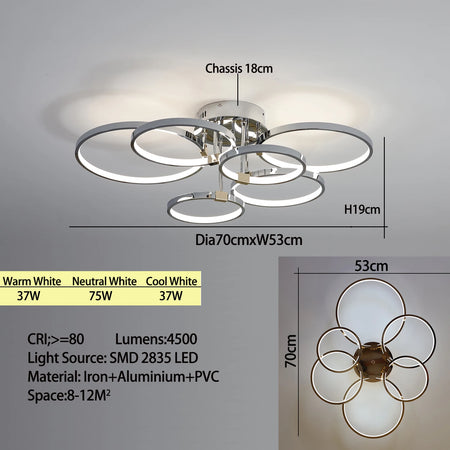Ceiling Light - Modern Dimmable LED Chandelier with Remote SW-36210789 - SWEET-LIGHTS