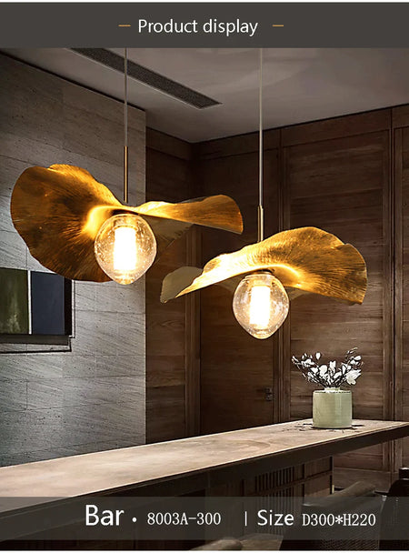 Pendant Light - Lotus Leaf Minimalist Hammered Brass Lamp SW-36210345 - SWEET-LIGHTS