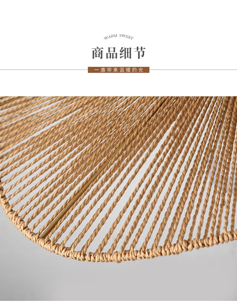 Pendant Light - Boho Rattan Pendant Light Fixture Vintage Farmhouse E27 Hand Woven Hemp Rope Hanging Chandelier SW-36210739 - SWEET-LIGHTS