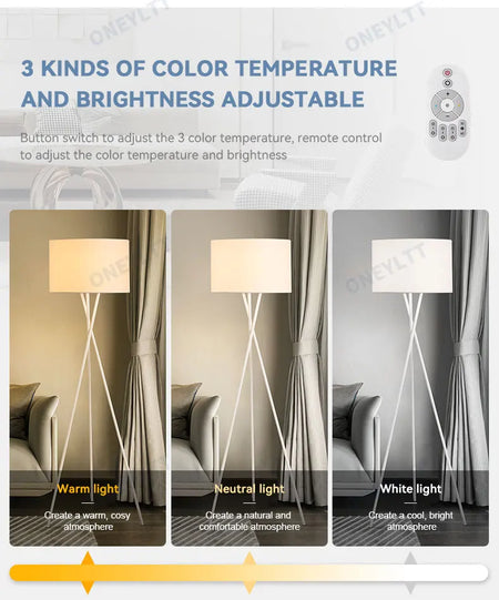 Floor Lamp - Scandinavian Fabric Led Tripod Design Light SW-36210347 - SWEET-LIGHTS