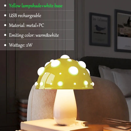 Table Lamp - Fly Amanita Mushroom Lamp with Dual Color LED G9 Bulb USB Rechargeable Desk Light SW-36210458 - SWEET-LIGHTS