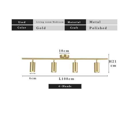 Ceiling Light - Fumi Modern Luxury Gold Track Spotlights Flush Mount Ceiling Fixture GU10 SW-36210345 - SWEET-LIGHTS