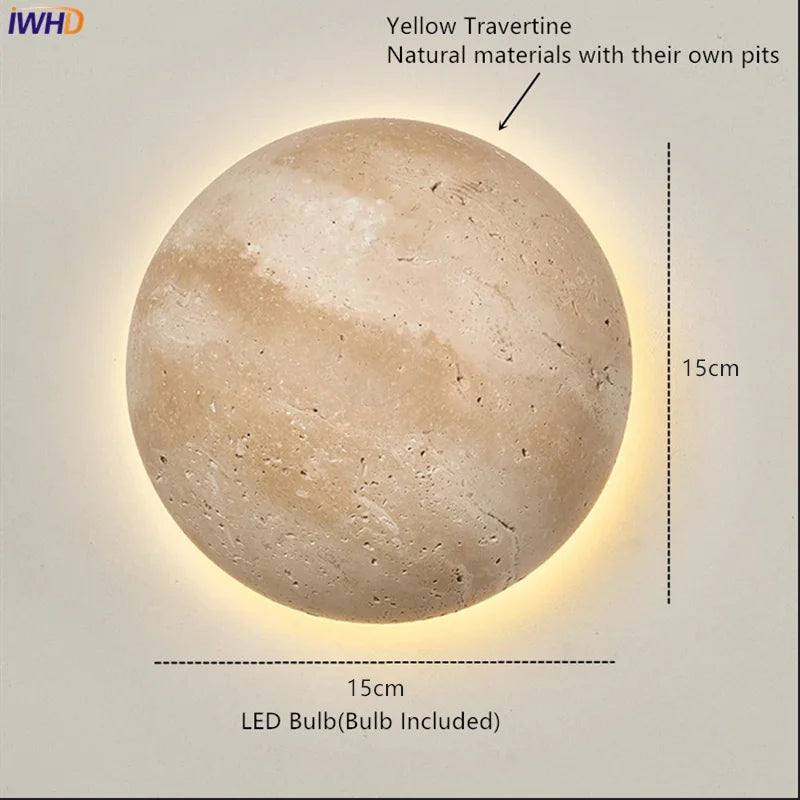 Wall Light - IWHD Modern Nordic LED Walnut Yellow Travertine Lamp SW-36210357 - SWEET-LIGHTS